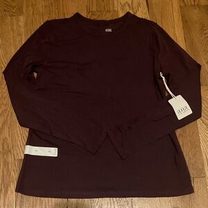a.n.a. A New Approach Shirt Top Women's M Medium Maroon Long Sleeve Brand New